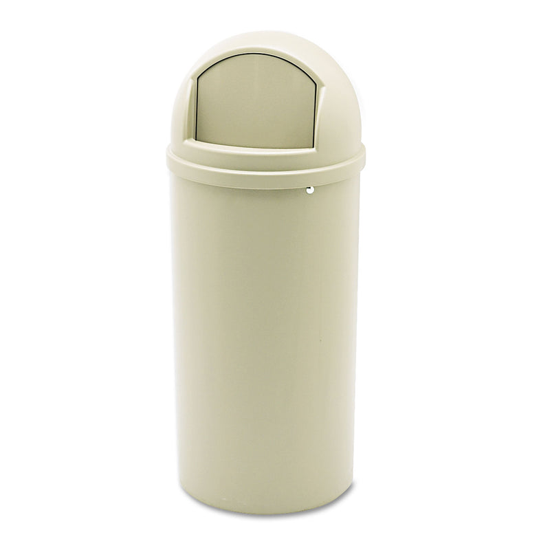 Rubbermaid Marshal Classic Container, Round, Polyethylene, 15 Gal, Beige - RCP816088BG