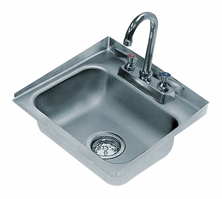 Top Brand 16 in x 15 in x 5 in Drop-In Sink with Faucet with 10 in x 14 in Bowl Size - DI-1-30