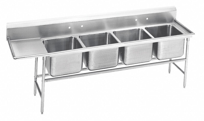 Advance Tabco Stainless Steel Scullery Sink with Left Drain Board, Without Faucet, 18 Gauge, Floor Mounting Type - 9-44-96-24L