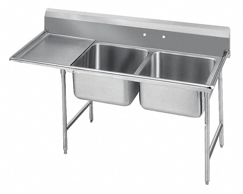 Advance Tabco Stainless Steel Scullery Sink with Left Drain Board, Without Faucet, 18 Gauge, Floor Mounting Type - 9-42-48-24L