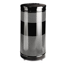 Rubbermaid Classics Perforated Open Top Receptacle, Round, Steel, 28 Gal, Black - RCPS3ETBK
