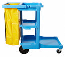 Rubbermaid Blue, Janitor Cart, Overall Length 46 in, Overall Width 21 3/4 in, Overall Height 38 3/8 in - FG617388BLUE