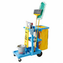 Rubbermaid Blue, Janitor Cart, Overall Length 46 in, Overall Width 21 3/4 in, Overall Height 38 3/8 in - FG617388BLUE