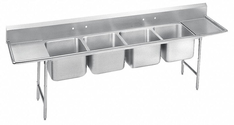 Advance Tabco Stainless Steel Scullery Sink with Drainboards, Without Faucet, 18 Gauge, Floor Mounting Type - 9-4-72-24RL