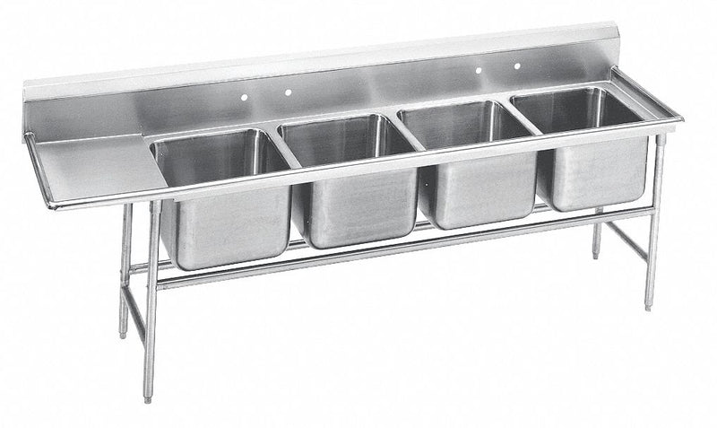 Advance Tabco Stainless Steel Scullery Sink with Left Drain Board, Without Faucet, 18 Gauge, Floor Mounting Type - 9-4-72-24L