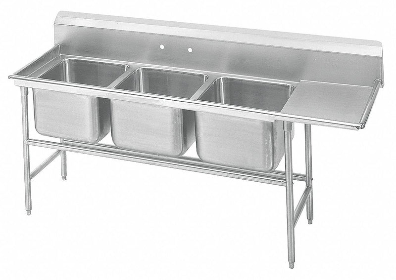 Advance Tabco Stainless Steel Scullery Sink with Right Drain Board, Without Faucet, 18 Gauge, Floor Mounting Type - 9-43-72-24R