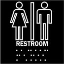 Brady Restroom Sign, 8 x 8In, WHT/BK, Restroom - 70103