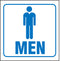 Zing Restroom Sign, 7 x 7In, BL/WHT, Men, ENG - 2533