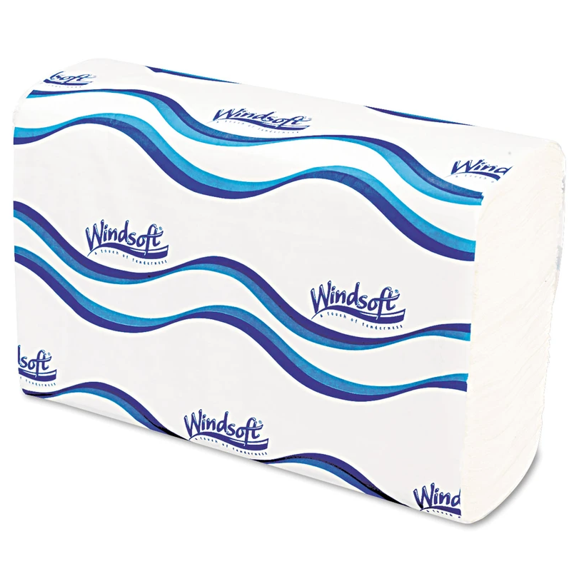 Windsoft Multifold Paper Towels, 1 Ply, White, 9.25 X 9.5, 250/Pack, 16 Packs/Carton - WIN105B