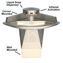 Bradley SN2013 Sentry Washfountain, 54", Corner Mount, IR Activated, A Drain