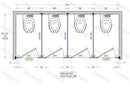 Bradley Toilet Partition, 5 Between Wall Compartments, Plastic, 180"Wx61-1/4"D, Quick Ship - BW53660-PL