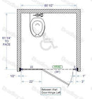 Bradley Toilet Partition, 1 ADA Between Wall Compartment, Phenolic, 60"W x 61 1/4"D, Quick Ship - BWADA-PBC
