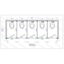Bradley Toilet Partition, 5 Between Wall Compartments, Stainless Steel, 180"Wx61 1/4"D - BW53660