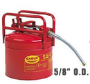 Eagle Type II Dot Cans, 5 Gal. Red Galvanized Steel Type II Style Safety Can w/5/8" Flexible Hose, Model 1215SX5
