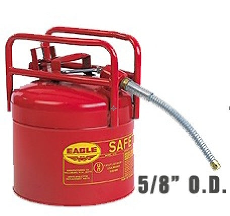 Eagle Type II Dot Cans, 5 Gal. Red Galvanized Steel Type II Style Safety Can   w/5/8