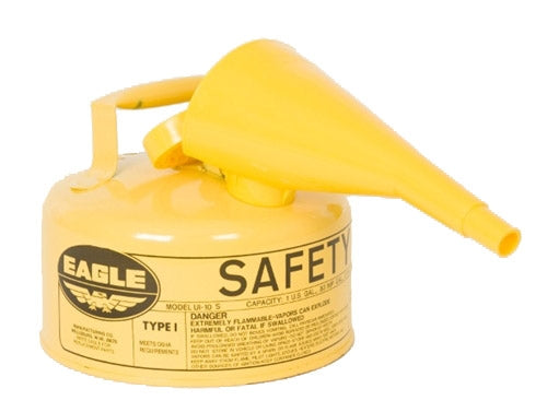 Eagle Type I Safety Cans, 1 Gal. Metal - Yellow w/F-15 Funnel, Model UI-10-FSY