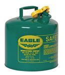 Eagle Type I Safety Cans, 5 Gal. Metal - Green (Oils or Combustibles), Model UI-50-SG