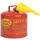 Eagle Type I Safety Cans, 5 Gal. Metal - Red w/F-15 Funnel, Model UI-50-FS