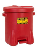 Eagle Oily Waste Cans, 14 Gal. Polyethylene - Red w/Foot Lever, Model 937-FL
