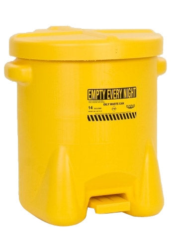 Eagle Oily Waste Cans, 14 Gal. Polyethylene - Yellow w/Foot Lever, Model 937-FLY