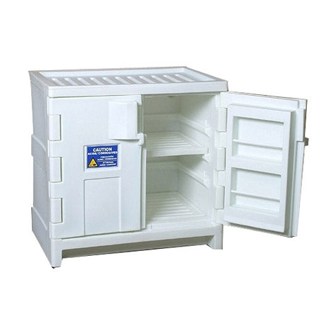Eagle 22 Gal. Acid & Corrosive Poly Under-Counter Safety Storage Cabinet w/ Non-Metallic, Poly, White, 2 Door,  Model: CRA-P22W