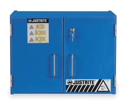 Justrite Cabinet, Blue Nonmetallic Acid, 15 Liters - 24120