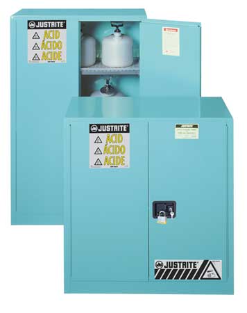 Justrite Safety Cabinet, Acid, 12 Gal., Manual, Blue - 891302