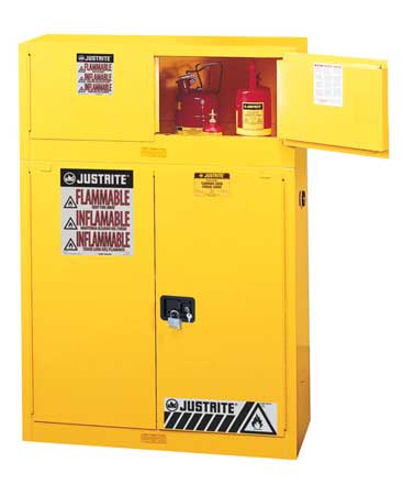 Justrite Safety Cabinet, 12 Gal., Manual, Gray - 891303