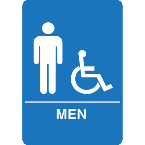 Palmer Fixture ADA compliant Restroom Sign-BL---MEN RESTROOM, IS1002-15, Blue 6" W x 8" H