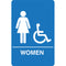 Palmer Fixture ADA compliant Restroom Sign-BL---WOMEN RESTROOM, IS1004-15, Blue 6" W x 8" H