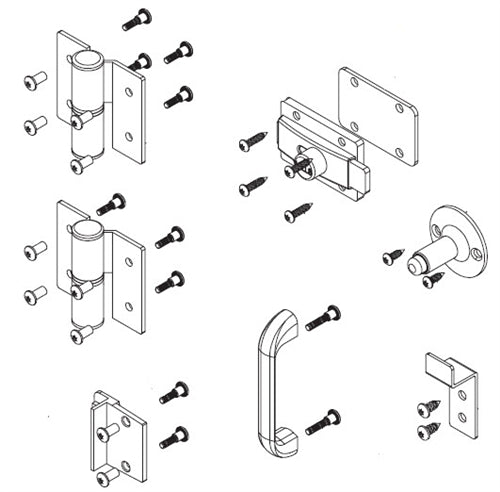 Restroom Stall Stainless Steel Door Hardware Kit, Left Hinge, Out Swing,  SD2-LH, Bathroom Stall Compartments