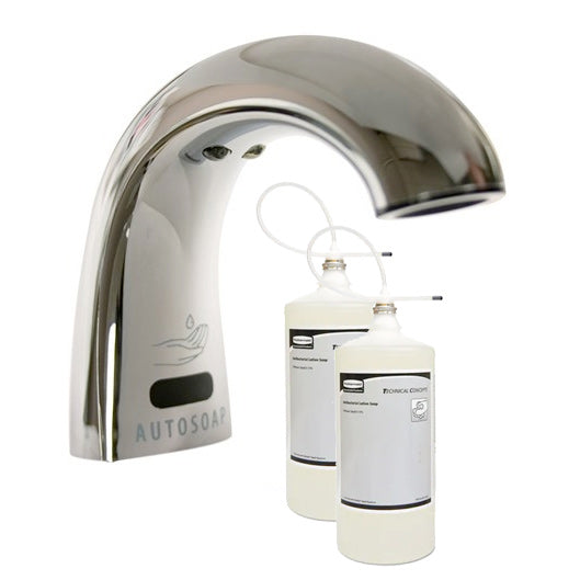 Rubbermaid TC Automatic Countertop Soap Dispenser, Touch Free, Includes 2PK Antibacterial Lotion Soap Refills - 402241