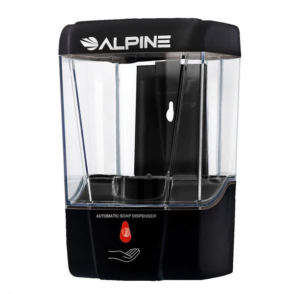 Alpine Automatic Hands-Free Transparent Gel Hand Sanitizer/ Liquid Soap Dispenser, 700 mL, Black - 432-1-BLK