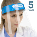 Reusable Safety Face Shield Full Protection Clear Anti-fog Visor Guard, Pack of 5 - FS-5PK-BLUE