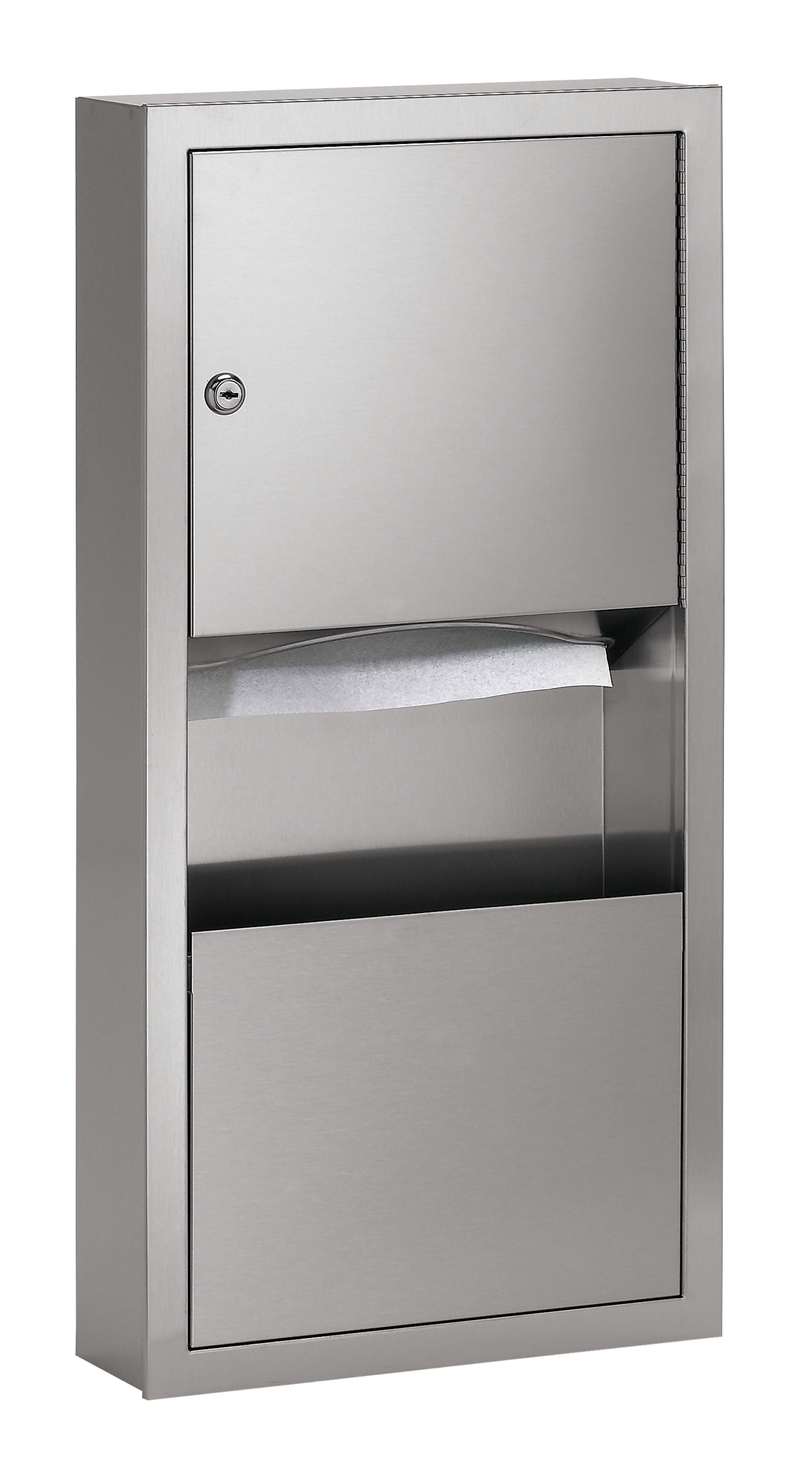 Bradley 2291-10 Semi-Recessed Paper Towel Dispenser & Waste Receptacle