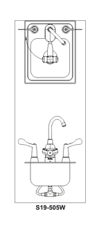 Bradley S19-505W Deck-Mount Swing-Activated Faucet/Eyewash Unit, Wrist Blade Faucet, Left Hand