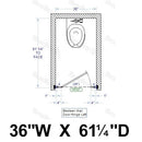 Bradley Toilet Partition, 1 Between Wall Compartment, Stainless Steel, 36"W x 61 1/4"D - BW13660