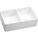 Elkay SWUF32189WH Fireclay 33' x 20' x 10-1/8' Double Bowl Farmhouse Undermount Kitchen Sink