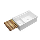 Elkay SWUF3320WH Fireclay 33' x 20' x 10-1/8' Double Bowl Farmhouse Undermount Kitchen Sink