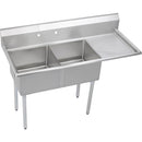 Elkay SE2C18X18-R-18X Super Economy Scullery Sink, 2-Compartment 11" Deep Bowl(s), 18" Right Drainboard, 67 (L) X 72 (W) X 46 (H) Over All