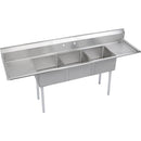 Elkay SE3C18X18-2-18X Super Economy Scullery Sink, 3-Compartment 11" Deep Bowl(s), 18" Left & Right Drainboards, 98 (L) X 74.5 (W) X 46 (H) Over All