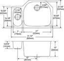 Elkay ELUH322110L 18 Gauge Stainless Steel 31.5' x 21.125' x 10' Double Bowl Undermount Kitchen Sink