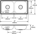 Elkay D23317 22 Gauge Stainless Steel 33" x 17" x 6" Double Bowl Top Mount Kitchen Sink