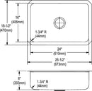 Elkay DXUH2416 18 Gauge Stainless Steel 26.5" x 18.5" x 8" Single Bowl Undermount Kitchen Sink