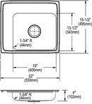 Elkay DRKADQ222040L4 18 Gauge Stainless Steel 22' x 19.5' x 4' Single Bowl Top Mount Sink