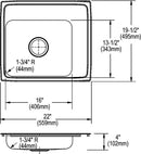 Elkay DRKADQ222040R4 18 Gauge Stainless Steel 22' x 19.5' x 4' Single Bowl Top Mount Sink