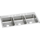 Elkay LTR46224 18 Gauge Stainless Steel 46' x 22' x 7.625' Triple Bowl Top Mount Kitchen Sink