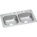 Elkay D233212 22 Gauge Stainless Steel 33" x 21.25" x 6.5625" Double Bowl Top Mount Kitchen Sink