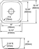 Elkay DCFU1618 18 Gauge Stainless Steel 16.5" x 18.25" x 8" Single Bowl Undermount Bar/Prep Sink