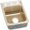 Elkay LR1522MR2-CU 18 Gauge CuVerro antimicrobial copper 15' x 22' x 7.625' Single Bowl Top Mount Sink
